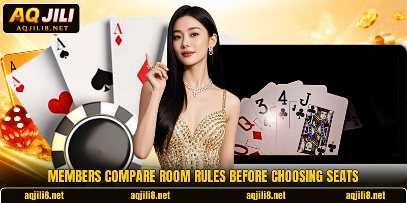 Members compare room rules before choosing seats
