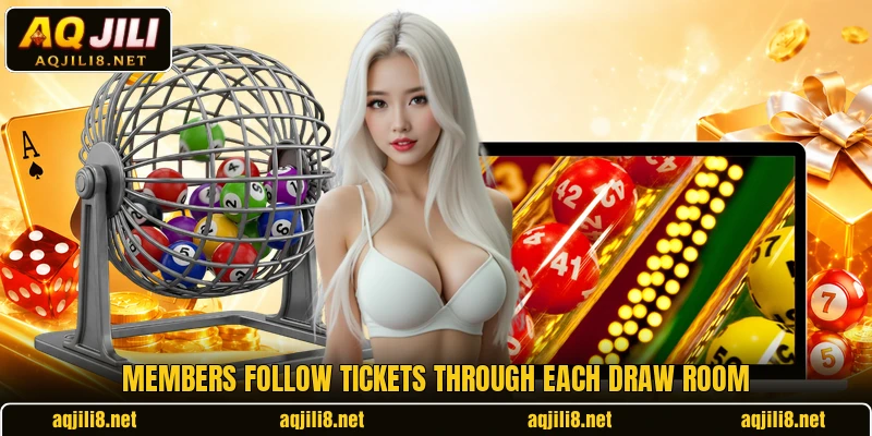 Members follow tickets through each draw room